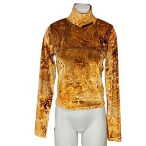 Aritzia Wilfred Free Velvet Moon Crop Long Sleeve Shirt, Velour, Orange, Large